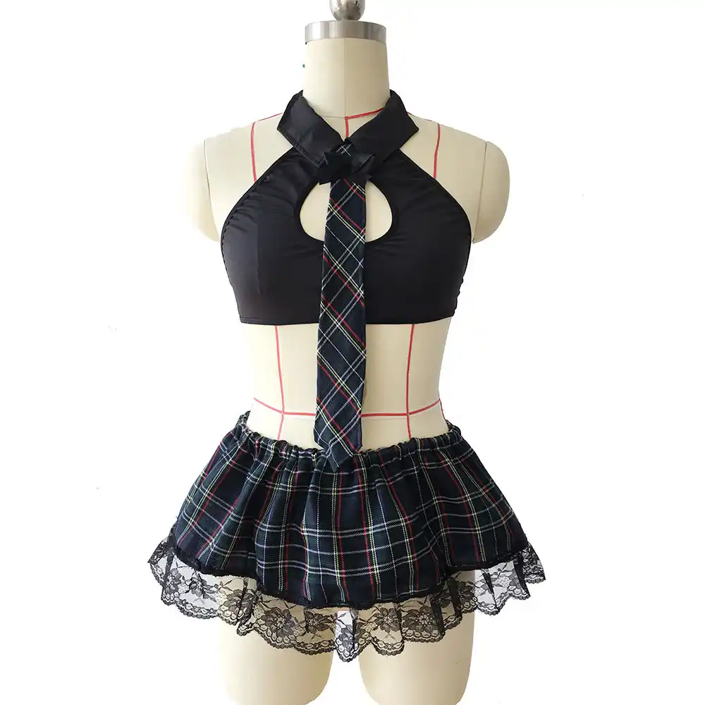 Sexy High School Girl Costume Schoolgirl's Outfit Lingerie Set Plus size Student Uniform Plaid