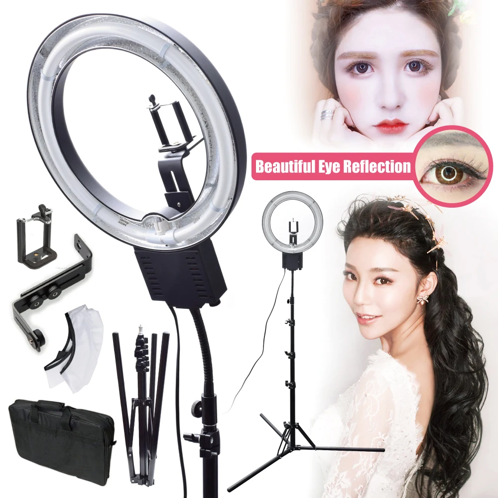 

NG-40C 40W 5400K Studio Diva Ring Light with Tripod Stand + Camera Phone Holder Kit for Photographic Make Up Selfie Video Photo