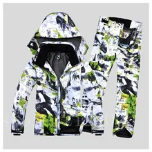 Мужской лыжный костюм, утолщенный и теплый, водонепроницаемый и ветровка лыжная куртка Сноубординг куртка+ брюки