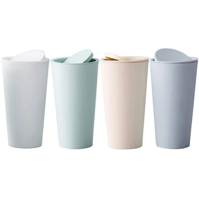 

Creative Table Trash Can Mini Covered Kitchen Living Room Office Sundries Organizer Dustbin Container Trumpet Desktops