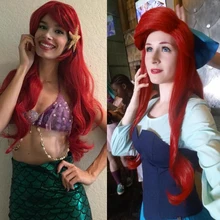 Best Price Anogol Brave Merida Elsa Anna Little Mermaid Mera Ariel Belle Beauty and Beast Tangled &Rapunze Cosplay Wig For Halloween Party