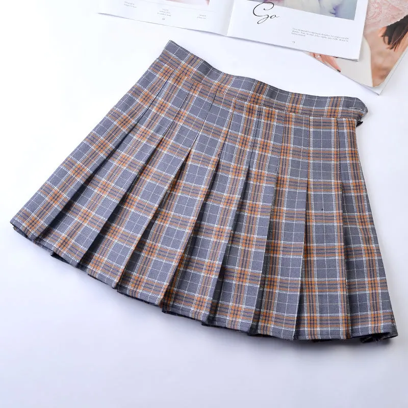 Модная летняя клетчатая юбка с высокой талией для девочек, юбка для косплея, kawaii, женские мини-юбки, короткая юбка