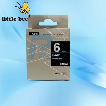 

1Pc Top quality King Jim 6mm label tape SD6KW white on black compatible labelworks/tepra printer