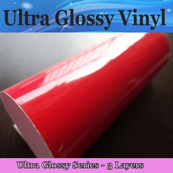 

Ultra Glossy Red Vinyl wrap with 3 Layers High Gloss red Shiny Car Wrap Film Graphics with air Free Size:1.52*20M/Roll