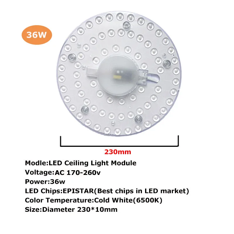 Светодиодный модуль для потолочных ламп AC220V 12 Вт 18 Вт 24 Вт 36 Вт Светодиодный светильник сменный потолочный светильник источник света для гостиной спальни - Цвет: Led Module 36W