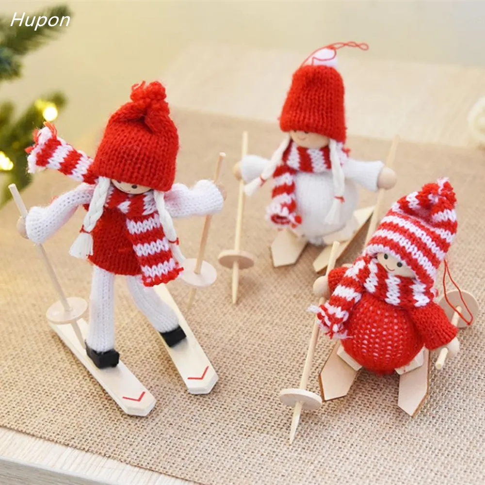 Mini Ski Doll Christmas Tree Hanging Ornament Knit Toys Pendant Home Decor