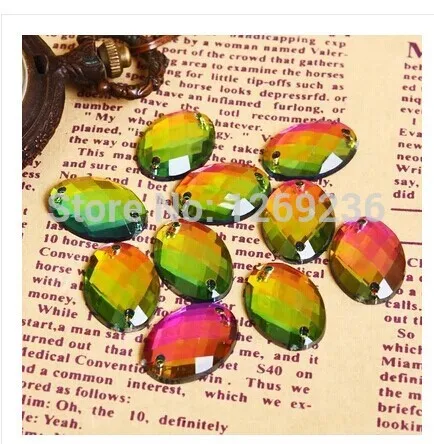 Accessory Gemstone loose beads 100pcs 13*18 multicolor Volcano Sew On Acrylic Crystal Rhinestone Oval Shape strass Diamond m152 | Дом и сад