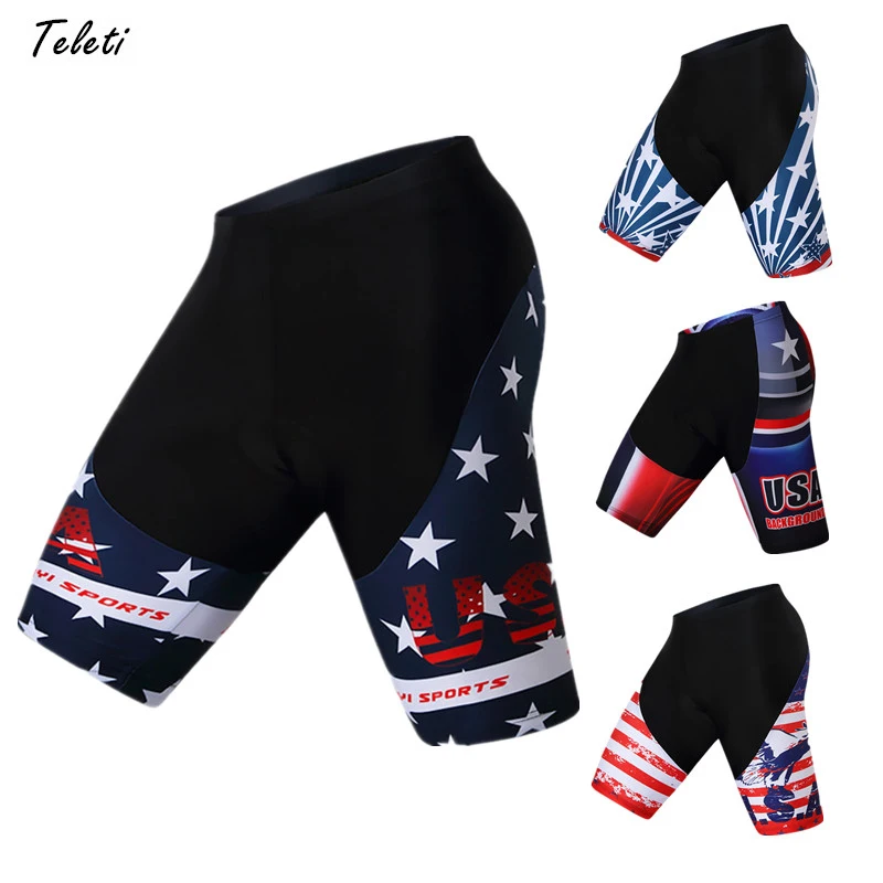 

Teleyi Coolmax 5D Cycling Shorts USA Racing Sport mtb Bicycle Shorts Summer Gel Pad Road Riding Bicycle Shorts For Man Women