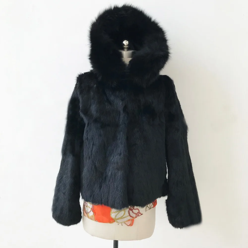 2019 новый короткий из натурального меха пальто с капюшоном отделанным