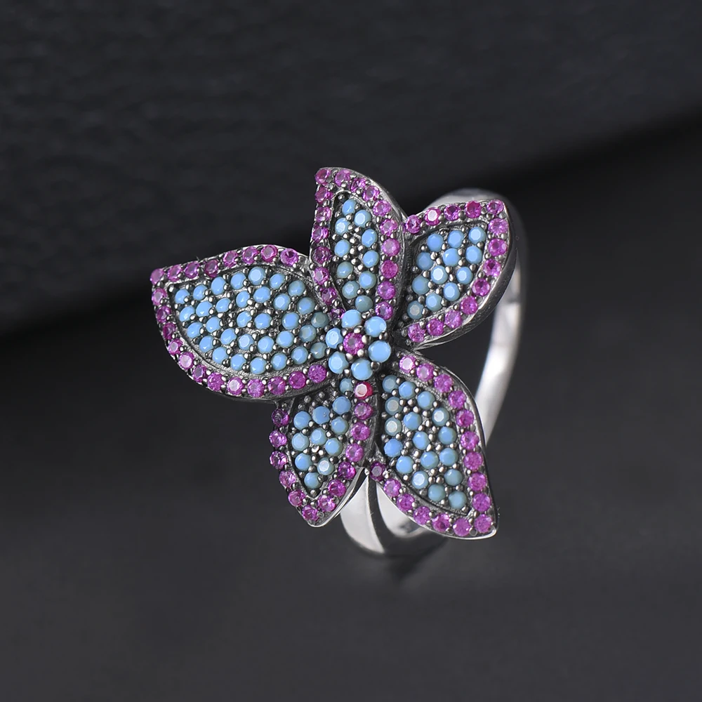 feminino multicolorido cz zircônia dubai nupcial anel boêmio quente