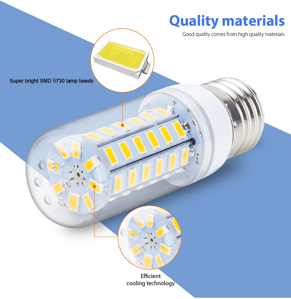 E27 E14 светодиодный светильник 5730SMD 220 V Светодиодная лампа 24/36/48/56/69/72 светодиодный s светодиодный лампа для люстры лампы в форме свечи освещения Теплый Холодный белый