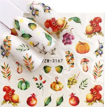 

WUF 1 Sheet Nail Art Water Decal Fruit Nail Sliders Decor Tips Maple Leaf Pattern Sticker For Nail Beauty Care