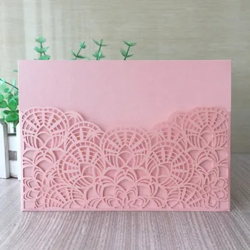 

40pcs/lot Exquisite Laser Cut Carved Fanshaped Wedding Invitation Card Birthday Party Invitation Greeting Blessing Card