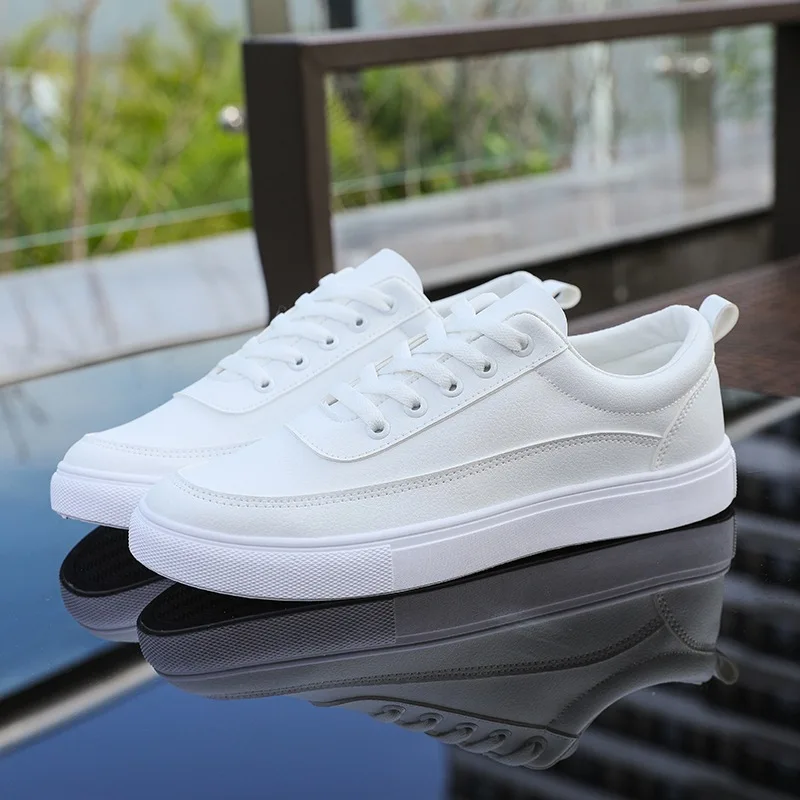 

2019 summer men's tenis masculino pu leather white sneakers fashion men casual shoes comfortable breathable flats shoes man n99