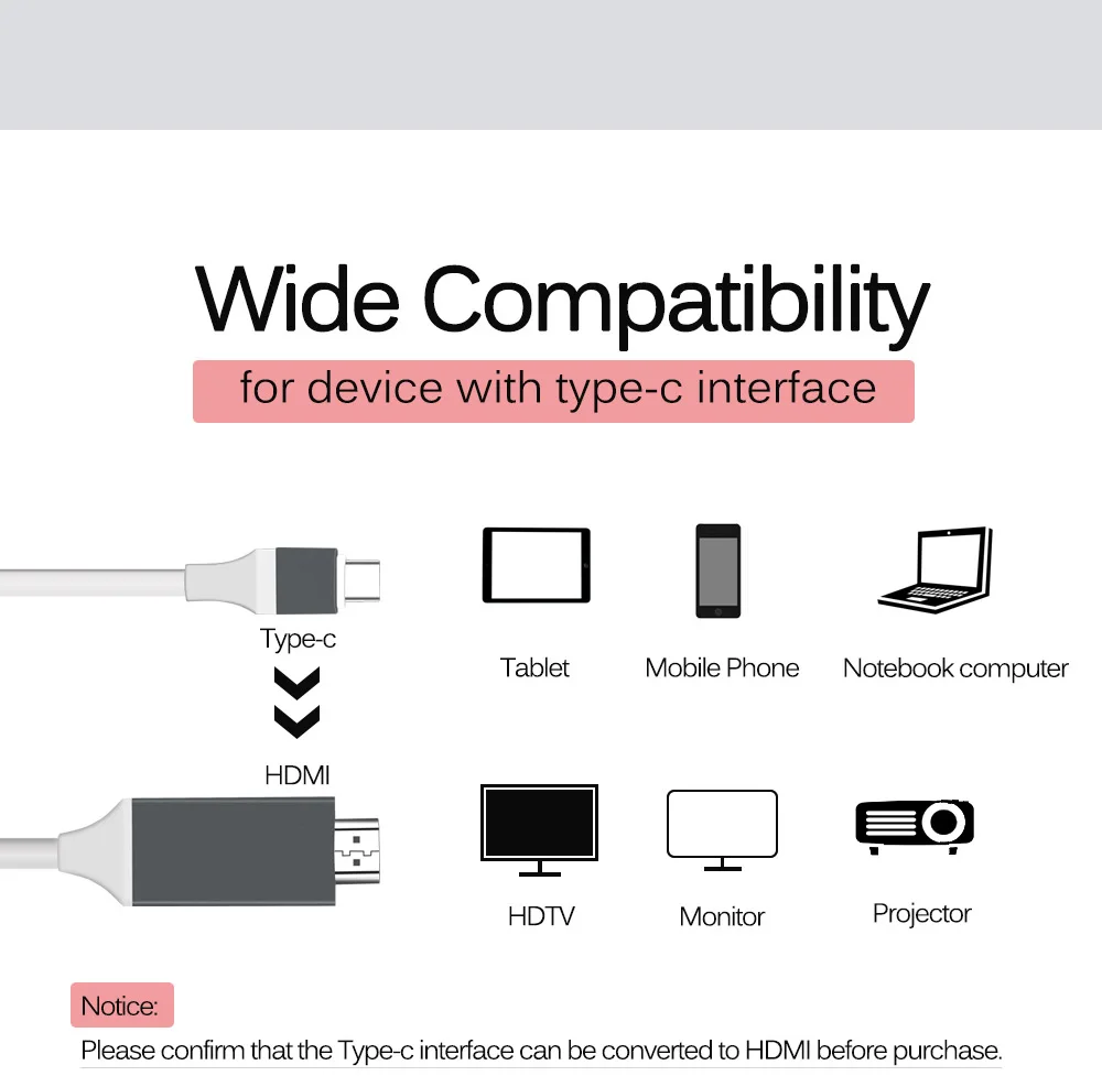 4k type C USB к HDMI Кабель-адаптер 1080P USB к HDMI конвертер для samsung Galaxy S8 HDTV Android сотовый телефон