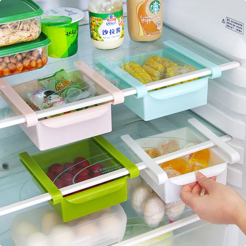 

Refrigerator Fresh Spacer Layer Multi-purpose Storage Rack Creative Kitchen Box Freezer Storage Rack Shelf Holder Drawer V866