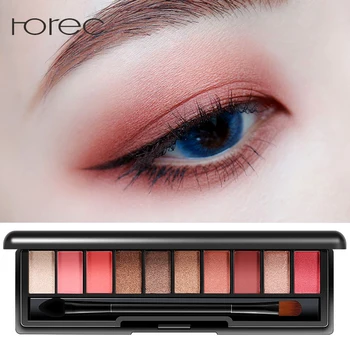 

ROREC Eye Shadow Last Long Coloring 10 Colors Glamorous eye shadow makeup palette highlighter light eyeshadow cosmetics brush