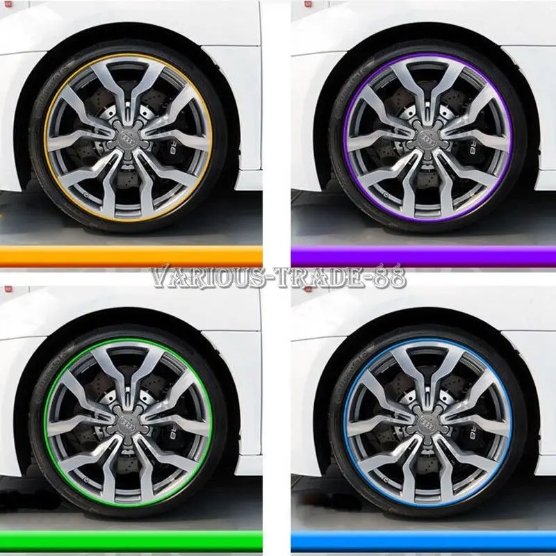 Car Wheel Hub Rim Edge Protector Ring Tire Guard Line Rubber Strip Sticker Kit  (5)