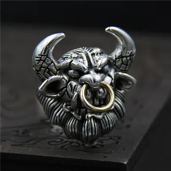 

S925 pure silver restoring ancient ways ring men Domineering ox demon king personality Thai silver rings