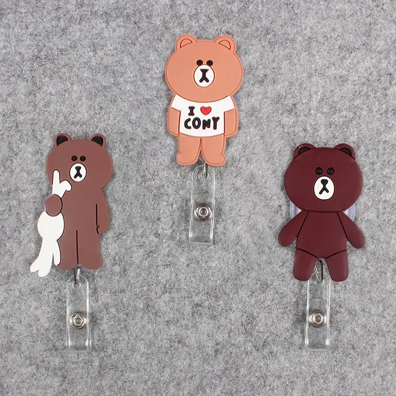 

Cute Bear Clown Retractable Prisoner Bowknot G Rabbit Badge CardHolder Reel Nurse School Exhibition Enfermera Name Card Chest