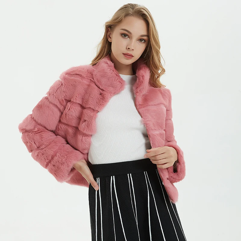 New all natural rabbit furcoat shortwomensjacket collwinter fur