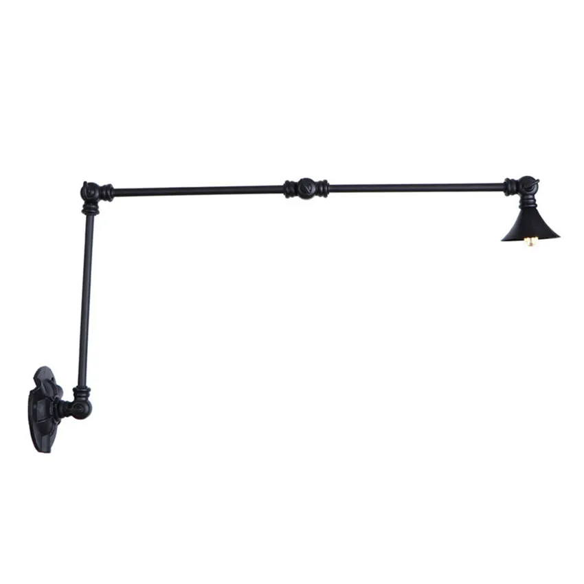 Industrial Three Links Long Arm LED Wall Lamp Loft Decor Retro Sconce Wall Lights Iron Black Telescopic Folding Indoor Lighting