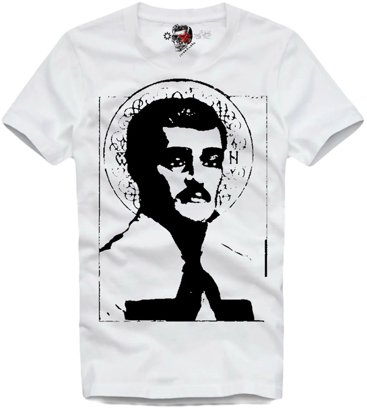 Футболка Jesus Malverde Santa Muerte, бренд, мужские крутые футболки с коротким рукавом, дизайнерские модные мужские крутые футболки - Цвет: Белый