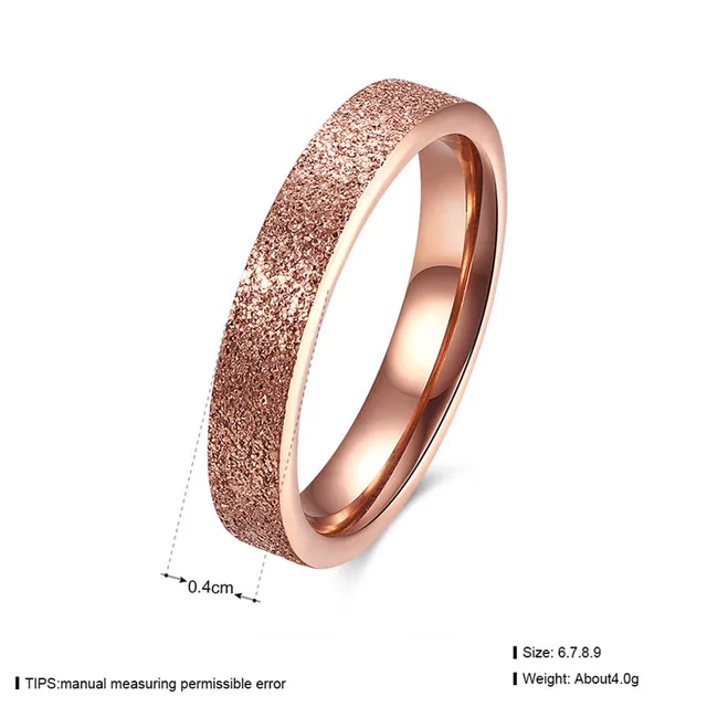 Fashion Frosted Rose Gold Color Rings For Women Wedding Engagement Ring Sand Blasted Stainless Steel Jewelry