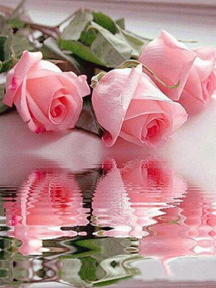 Рукоделие Новая полная Алмазная вышивка крестиком розовая роза отражение