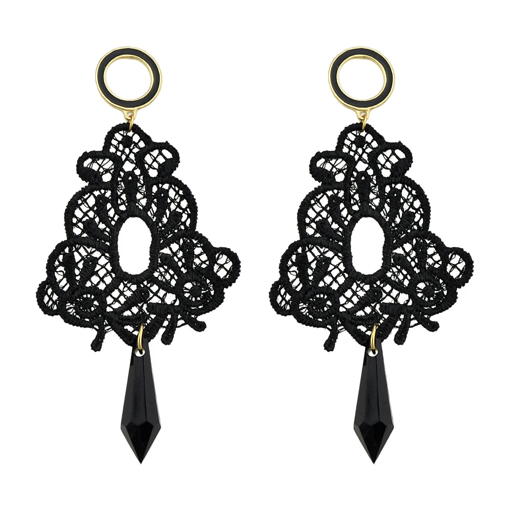 Retro Style Lace Earrings Hollow Out Geometric Party For Women Black Acrylic Arrow Pattern Dangle | Украшения и аксессуары