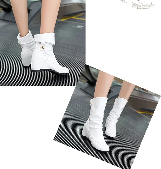 Г. Новые осенние ботинки женские ботинки на высоком каблуке женские белые ботинки martin с круглым носком обувь
