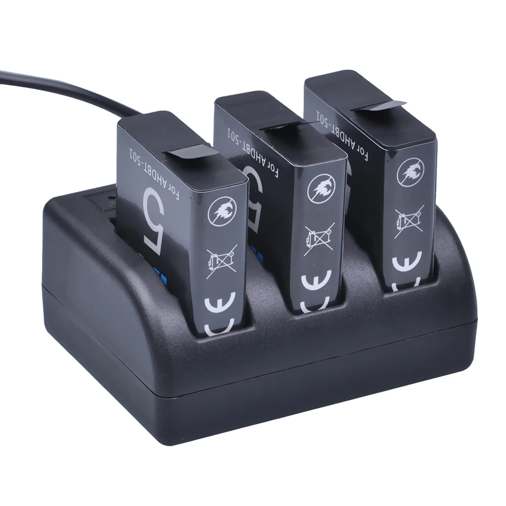 Ahdbt-501 Ahdbt501 Batteria E Caricabatterie Per Gopro Hero 5 Batteria Hero 8 Nero Eroe 7 Nero Eroe 6 Hero 5 Nero Hero (2018) Macchina Fotografica