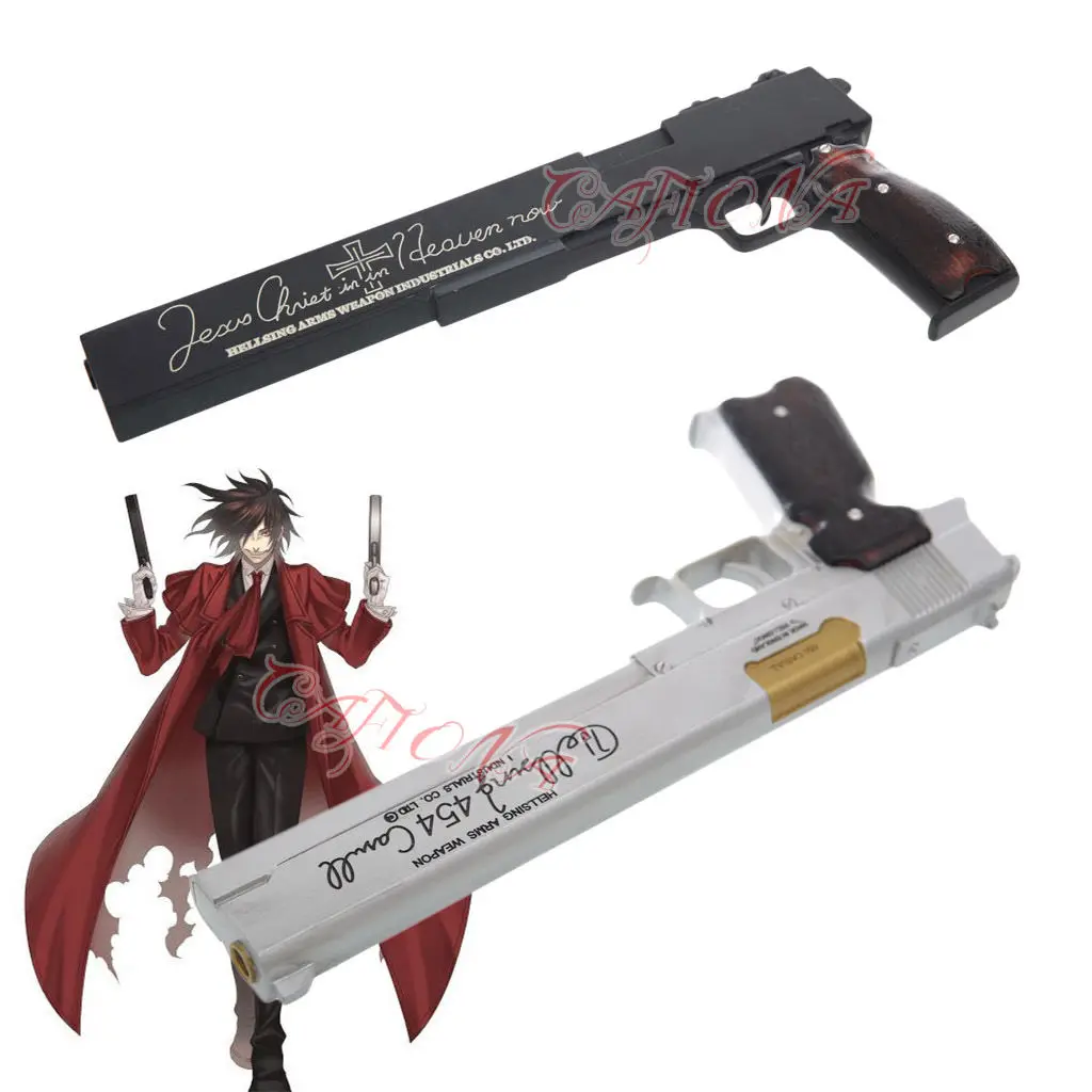 Cafiona Hot Hellsing Alucard Cosplay Costume Props Black or Silver Gun