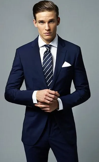 Bello Blu Scuro 2 Pezzi Abiti da Uomo (Giacca + Pantaloni) smoking Dello  Sposo Slim Fit Best Uomo Vestito Groomsman Mens Wedding Vestiti di Affari|2  piece mens suits|mens wedding suitsbest wedding suits -