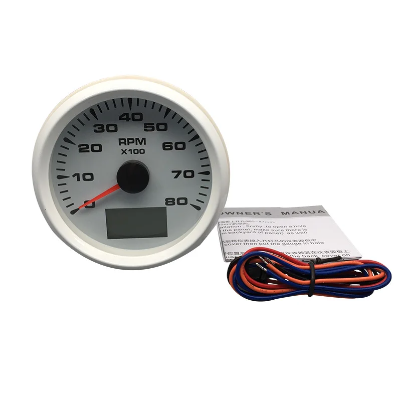 85mm 8000RPM Car Boat Tachometer With LCD Digital Hourmeter Marine
