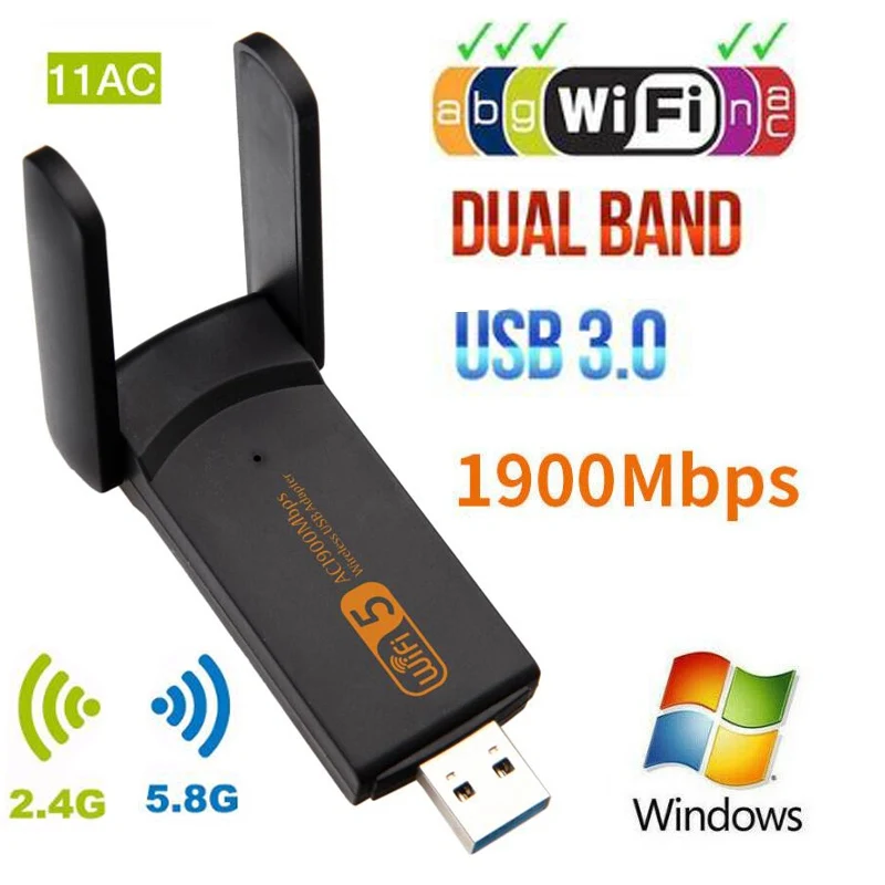 802.11AC беспроводной USB адаптер 1900 Мбит/с USB Wifi адаптер двухдиапазонный WiFI 5 ГГц адаптер Сетевая карта Wifi ключ AC wi-Fi приемник