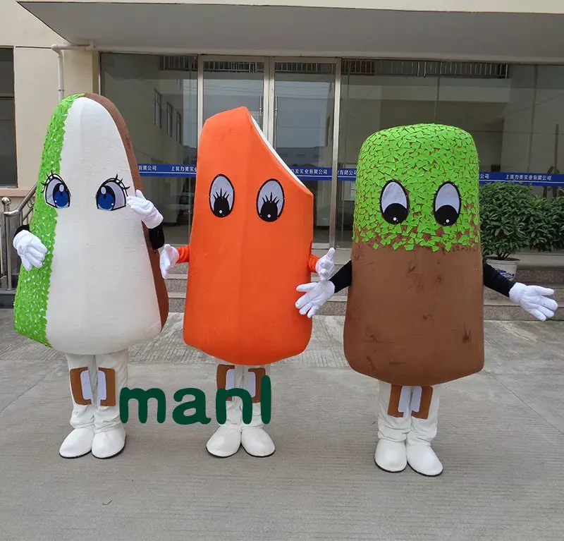 

Colorful Popsicle Ice Cream Bar Ice-lolly Ice Candy Mascot Costume Suits Halloween Cosplay Party Game Outfit Adults