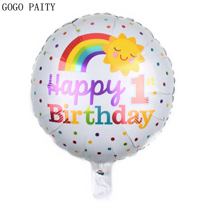 

GOGO PAITY New 18-inch round rainbow smiley happy birthday aluminum balloon birthday party decoration decorative balloons