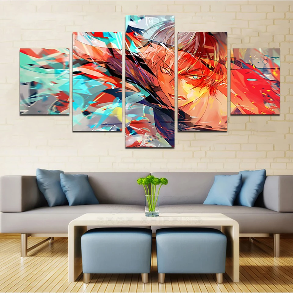 Home Decor Canvas Painting Pictures 5 Pieces My Hero Academia Wall Art Modern Prints Modular Animation Poster For Living Room