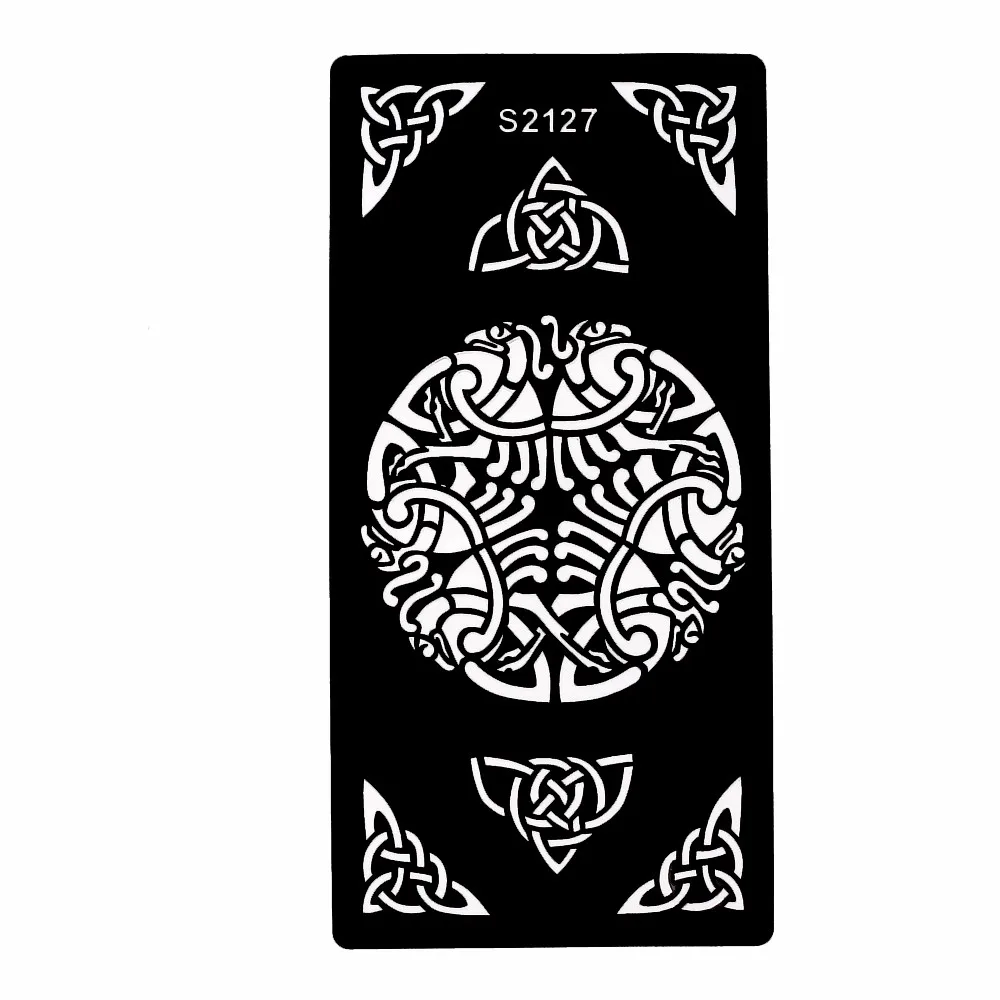 1 Piece Body Art Airbrush Paint Stencil Sticker Hollow Henna Tattoo Stencil for Women Geometric Flower Design Drawing Gift S2127