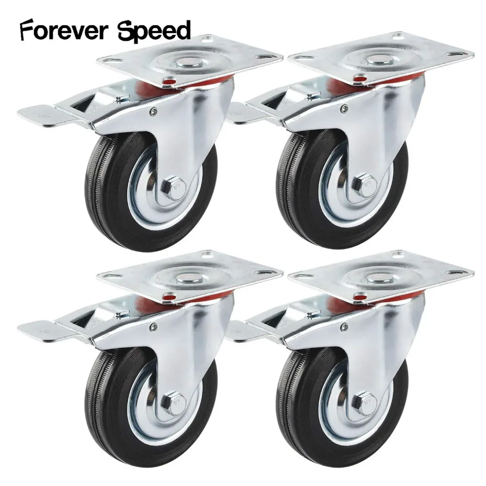 Furniture Caster 4pcs 125mm Heavy Duty Black Swivel Castor Wheels Trolley Rubber Brake Trolley Furniture Caster drop Shipping Furniture Caster 4pcs 125mm Heavy Duty Black Swivel Castor Wheels Trolley Rubber Brake Trolley Furniture Caster drop Shipping