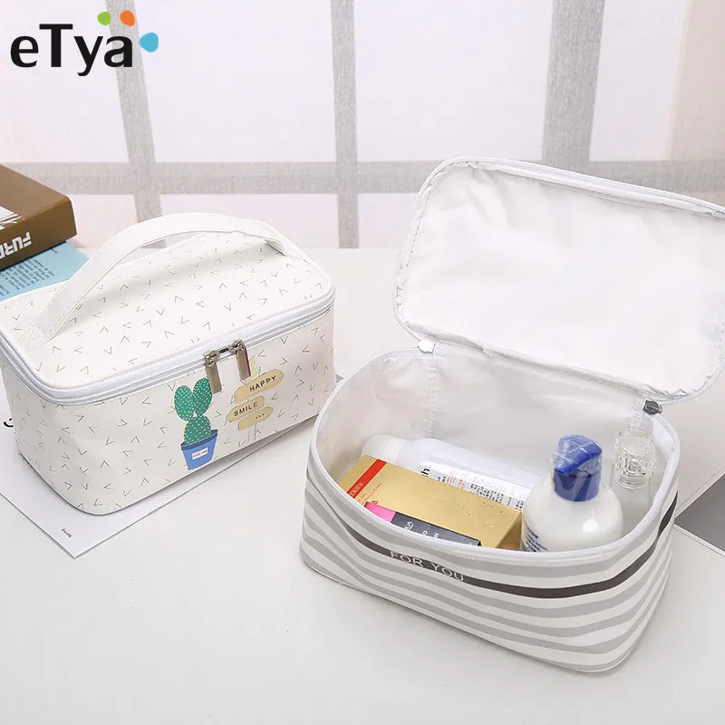

eTya Travel PU Leather Cosmetic Bag Women Makeup Bag Make up Beauty Storage Tote Wash Organizer Bag Case