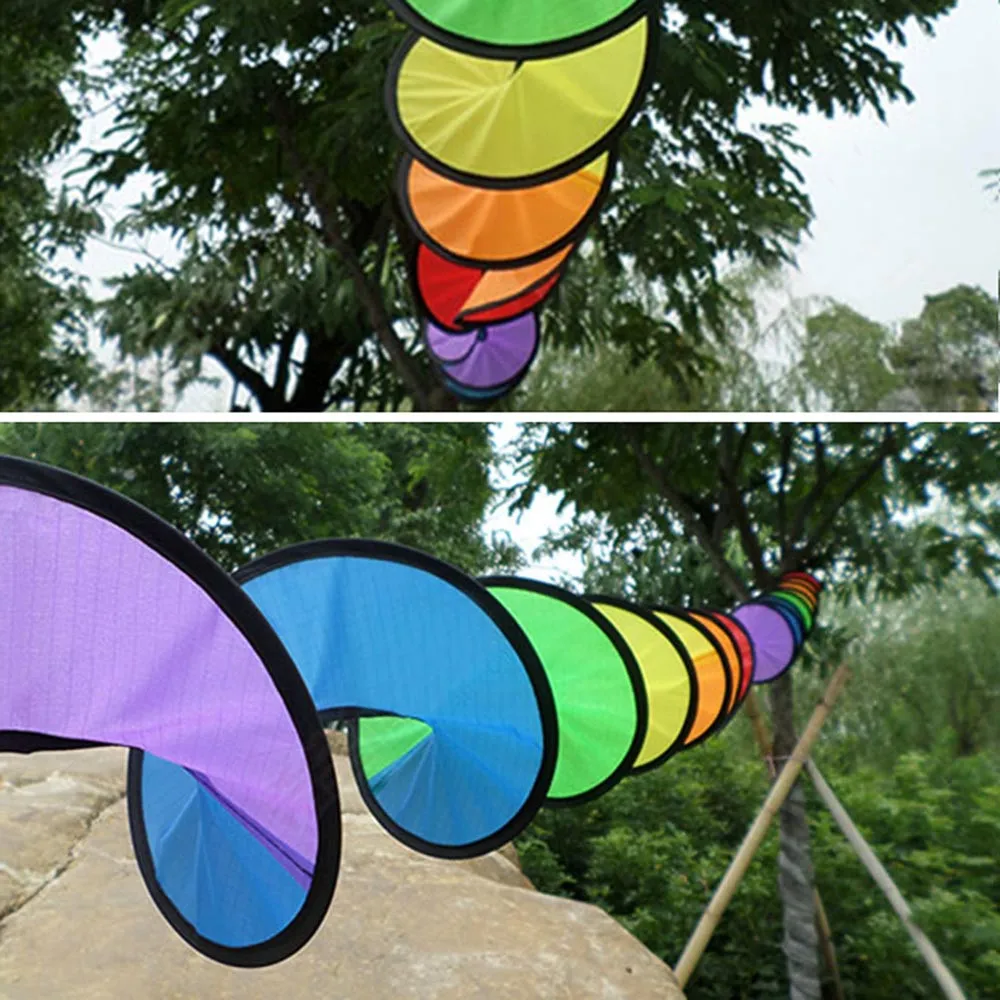 

Hanging Decorations 1PC Rainbow Spiral Windmill Tent Colorful Wind Spinner Garden Home Decorations