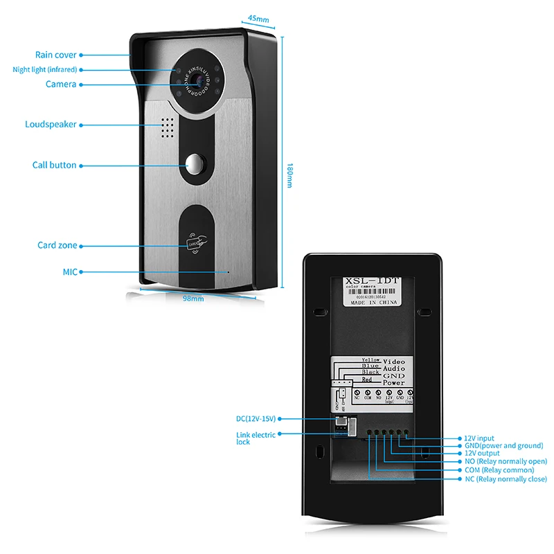 Видеодомофон Проводной Домашний видеодомофон водонепроницаемый ИК камера ночного видения двусторонний домофон для личных домов
