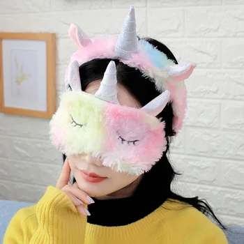 

1pc Unicorn Eye Mask Plush Toys Stuffed Toys Unicorn Hair hoop Decor Girls Gifts Toys for Children