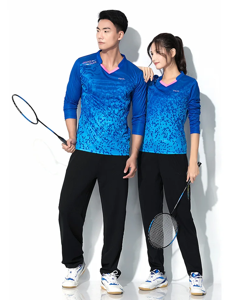 Костюм для бадминтона, рубашка для мужчин и женщин, спортивная одежда с длинным рукавом, штаны для тенниса, Джерси, набор для бадминтона, рубашка для настольного тенниса