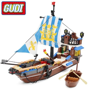 

GUDI Royal Pirate Ship 312pcs Bricks Building Blocks Sets Legend Of Pirates Christmas Gifts Toys For Children Compatible with