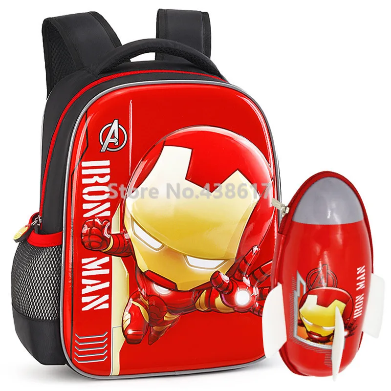 

New 3D Iron Man Backpack School Bags With Aircraft Pencil Case Set for Boys Kids Children Kindergarten Preschool School Book Bag