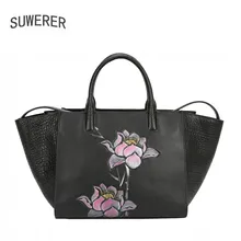 SUWERER новая женская сумка из натуральной кожи модные роскошные сумки женские сумки дизайнерские ручная роспись цветы кожаная сумка через плечо