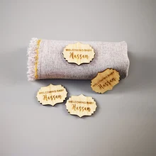 20Pls персонализированные Выгравированные деревенские крестины деревянные вина Шарм Пользовательские невесты крещение деревянные Этикетки Свадебные Круглые подарки метки